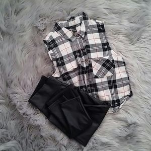 Forever21 sleeveless plaid shirt